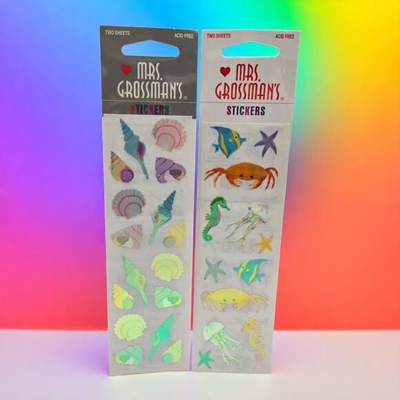 1998 Mrs. Grossman's Sealed Opalescent Sticker Strips x4 Sea Life & Small Shells - Picture 1 of 6